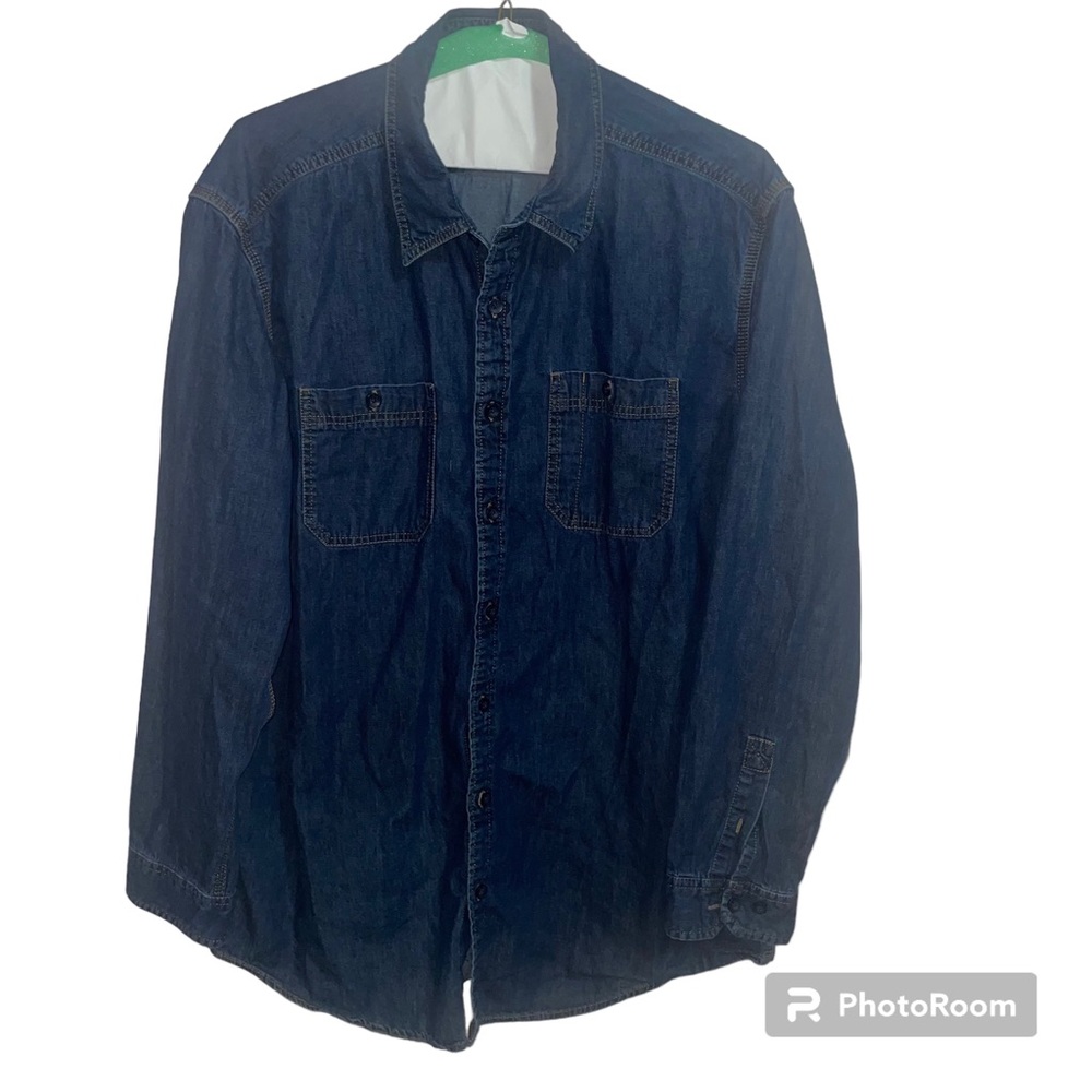 LL Bean Shirt Men XL Tall Blue Jean Denim Button Up Traditional Fit Camp Adult